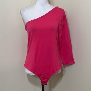 New York & Company || womans Off Shoulder hot Pink Bodysuit size large